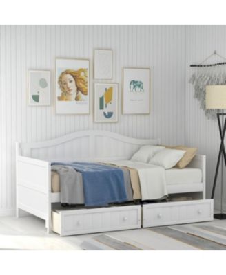 Twin Wooden Daybed with 2 Drawers & No Box Spring