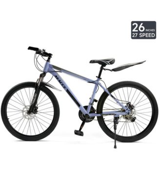 26-Inch 27-Speed Mountain Bike for Adults with Dual Disc Brakes & High-Carbon Steel Frame, Suspension Fork