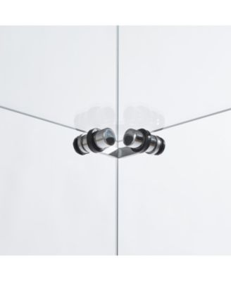 4 Tier Glass Display Cabinet with Lock, Wheels, and Acrylic Shelves