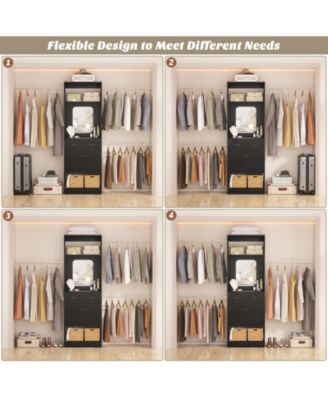 48 - 96 Inch Wide Adjustable Closet Organizer with 4 Drawers, 3 Hanging Rods, and a Mirror, Freestanding