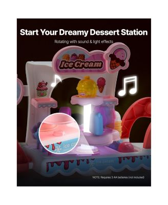 Ice Cream Cart for Kids, 27 PCS Accessories, Pretend Play Store with Storage Trolley with Pretend Money