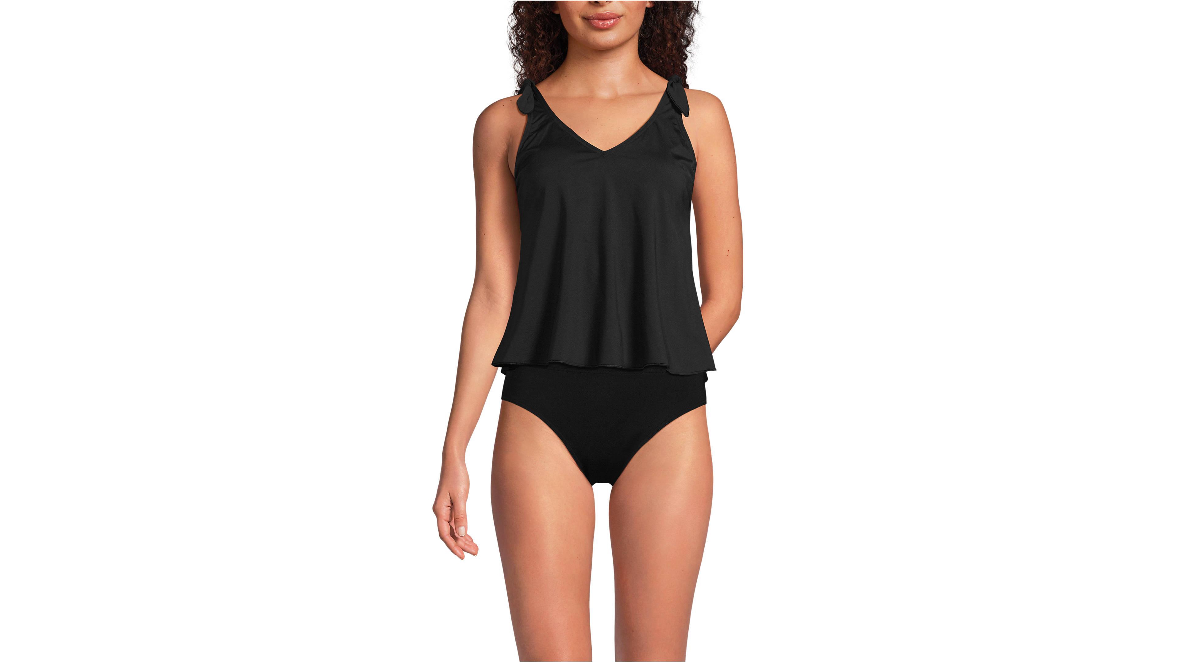 Lands' End Women's Tie Shoulder Flutter Tankini Top