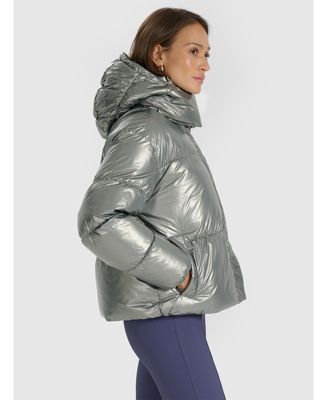 Women's down jacket with synthetic filling - silver