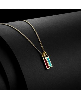 Men's Birthstone Tag Necklace - Gold Pendant