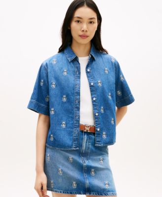 Women's Crest Detail Short-Sleeve Shirt