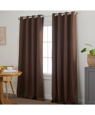 Set of 2 Selena Solid Linen Texture Room Darkening, Grommet Top Curtain Panels