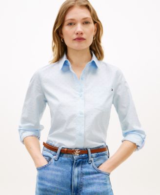 Women's Clip Dot Roll-Tab Collared Shirt