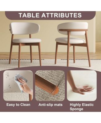 Mid-Century Modern Dining Chairs Set of 2 with Wooden Legs for Kitchen and Living Room