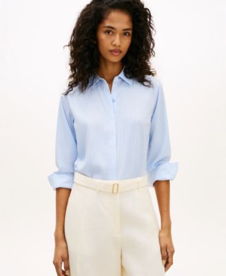Women's Fluid Preppy Mix Long-Sleeve Shirt