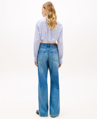 Women's Poplin Cropped Collared Shirt