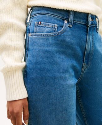 Women's Denim Mid Blue Classic Straight-Leg Jeans