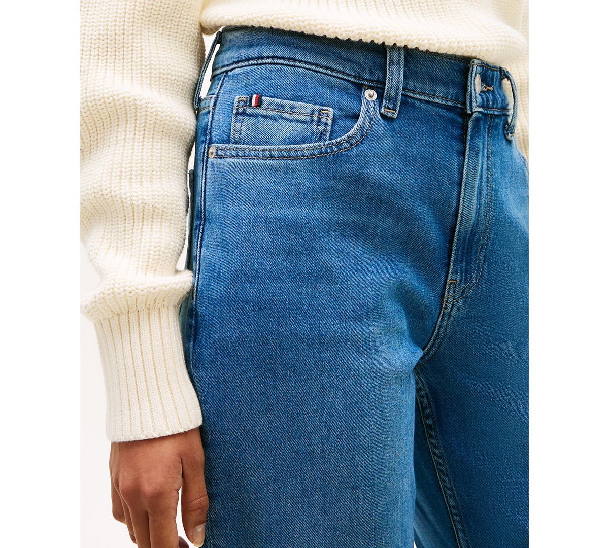 Tommy Hilfiger Women's Denim Mid Blue Classic Straight-Leg Jeans