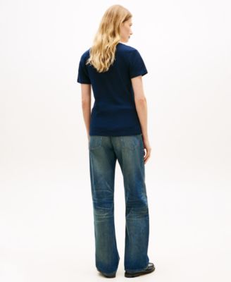 Women's Rib Slim V-Neck Short-Sleeve T-Shirt