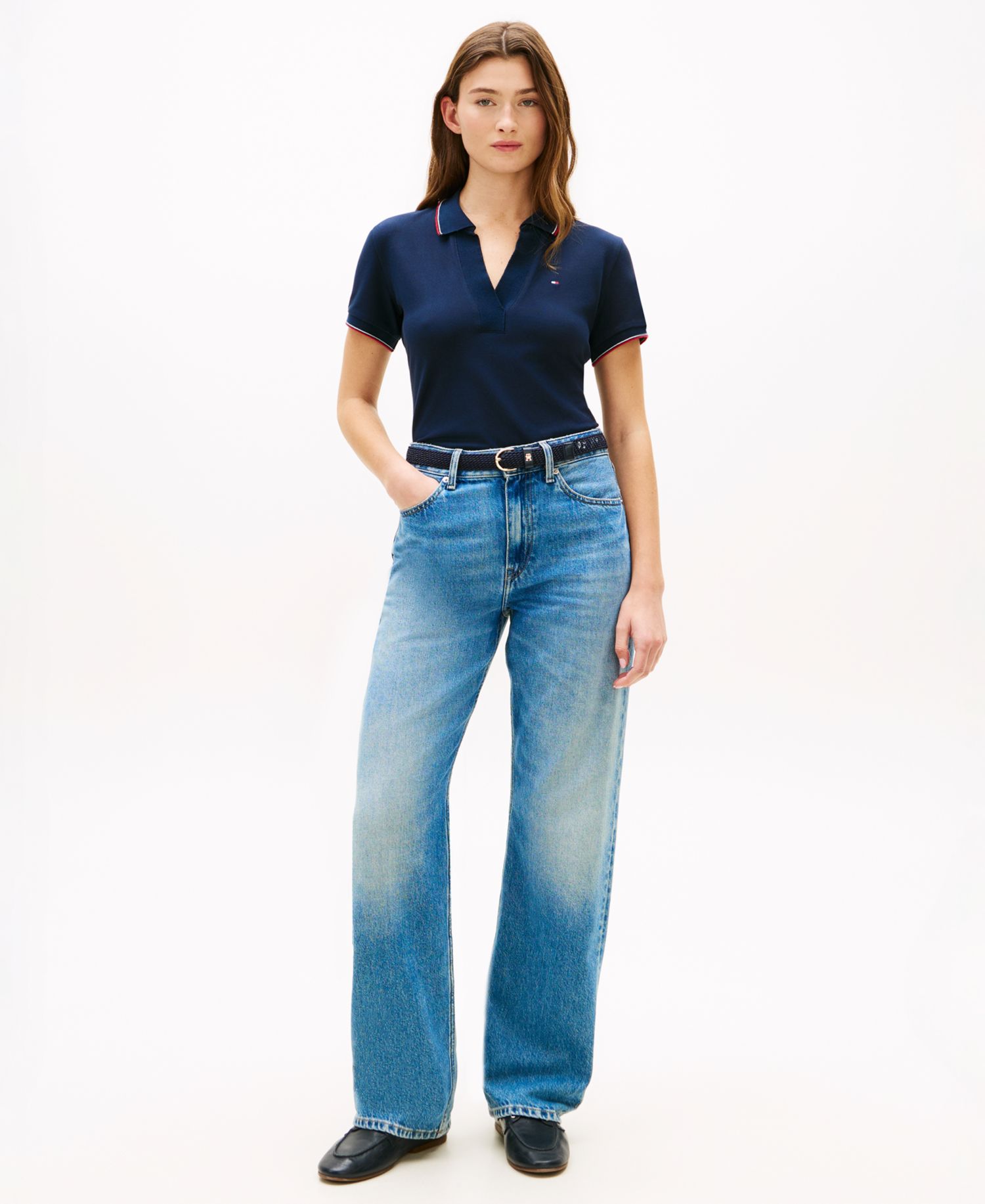 Women's Johnny Collar Short-Sleeve Polo T-Shirt