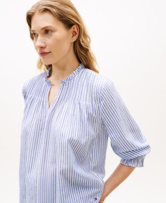 Women's Pin Tuck Cambric Ruffle Collar Blouse