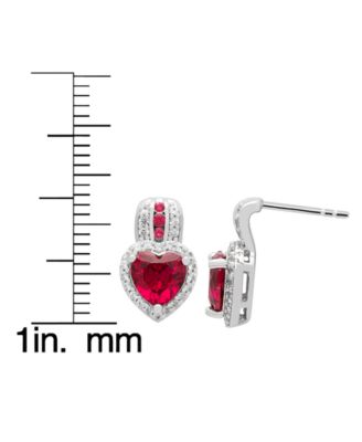 Lab Grown Ruby (3.3 ct. t.w.) & Lab Grown White Sapphire (0.52 ct. t.w.) Earrings in Sterling Silver