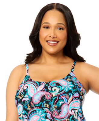 Plus Size Scoop Neck Cape Town Tankini Top