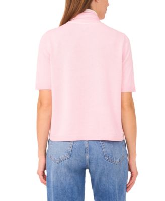 Women's Tipped Tie-Neck Pull-On Sweater