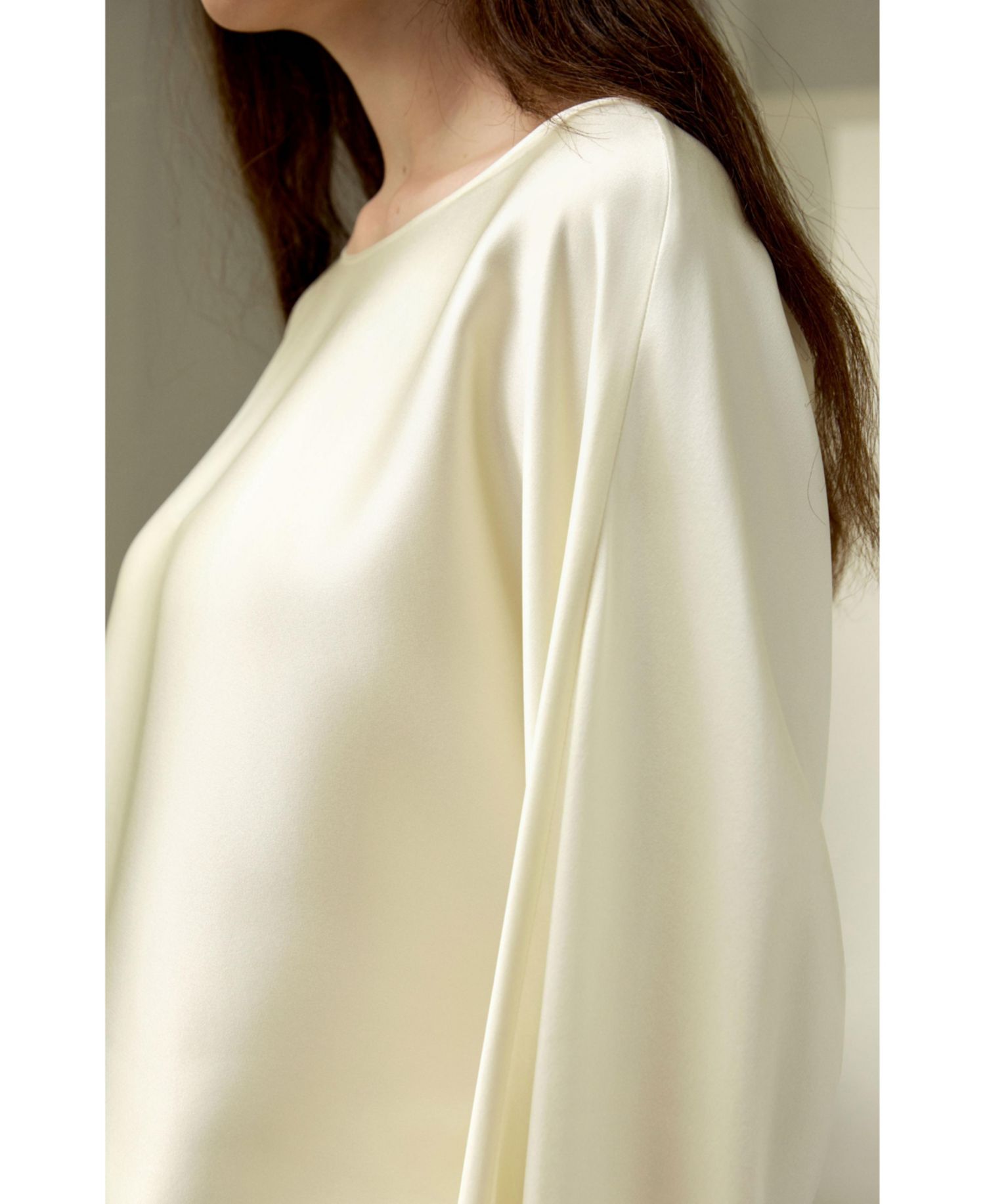 Women's Silk Charmeuse Crewneck Blouse