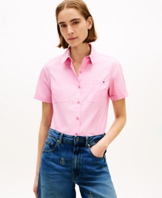 Women's Classic Poplin Solid Short-Sleeve Shirt