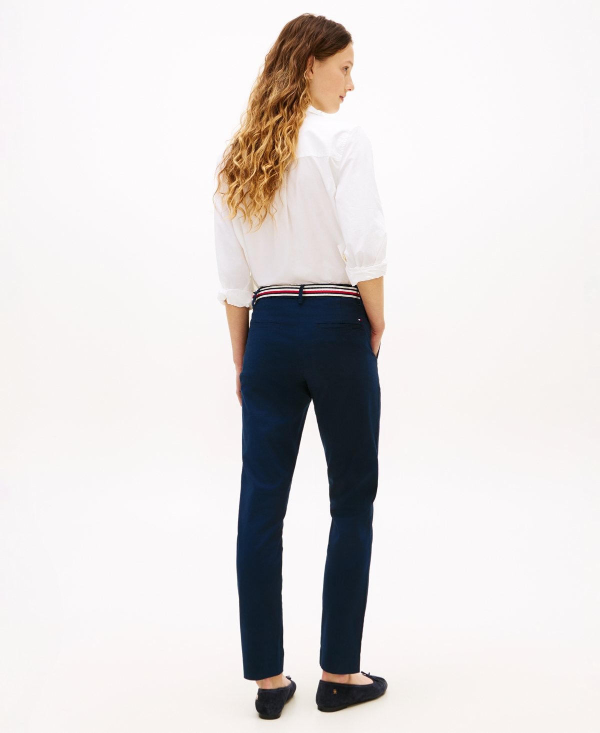 Tommy Hilfiger Women's Twill Slim Belted Chinos Pants