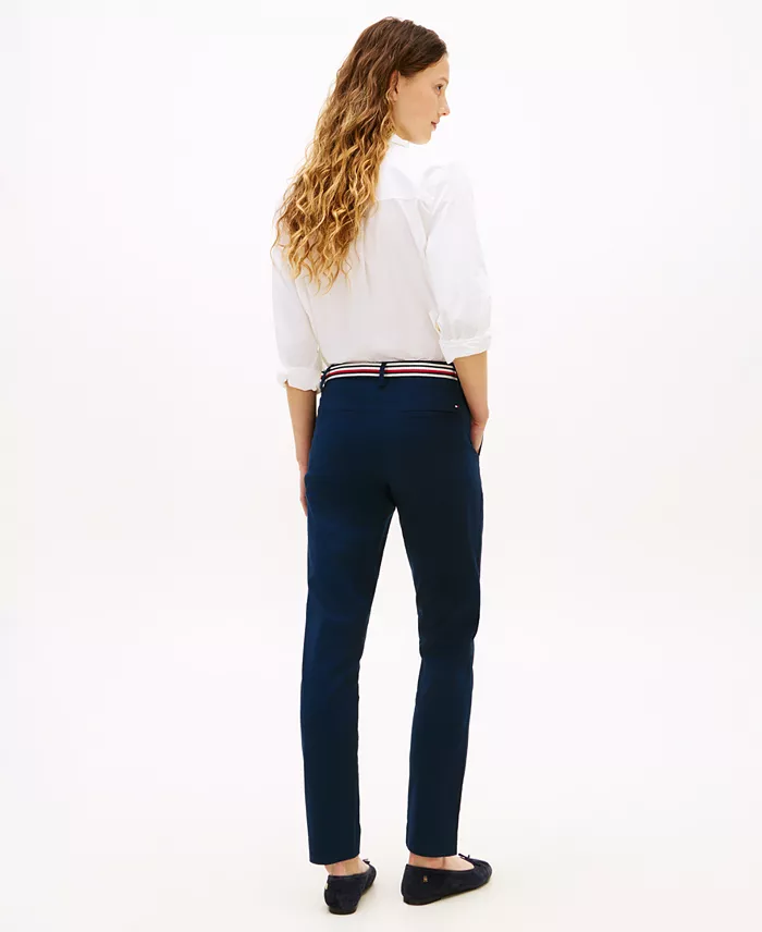 Women's Twill Slim Belted Chinos Pants - thumbnail 5