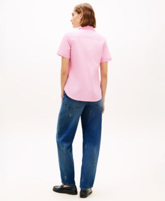 Women's Classic Poplin Solid Short-Sleeve Shirt