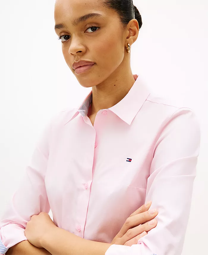 Women's Classic Poplin Roll-Tab Long-Sleeve Shirt - thumbnail 8