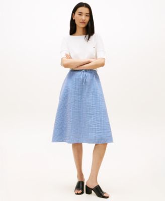 Women's Gingham Elastic Waist Skirt