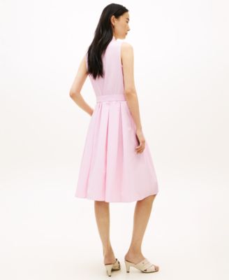 Women's Poplin Frill Collared Shirt Dress