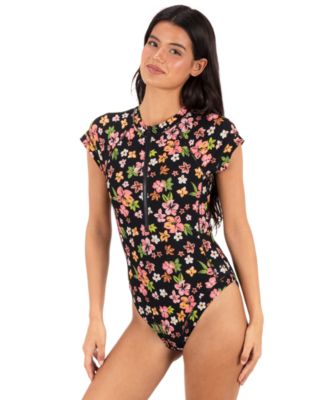 Women's Crew Neck Max Hibiscus Dream Floral Print Surf Swimsuit