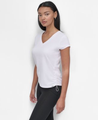Women's Ruched Side Seams V-Neck Tech T-Shirt