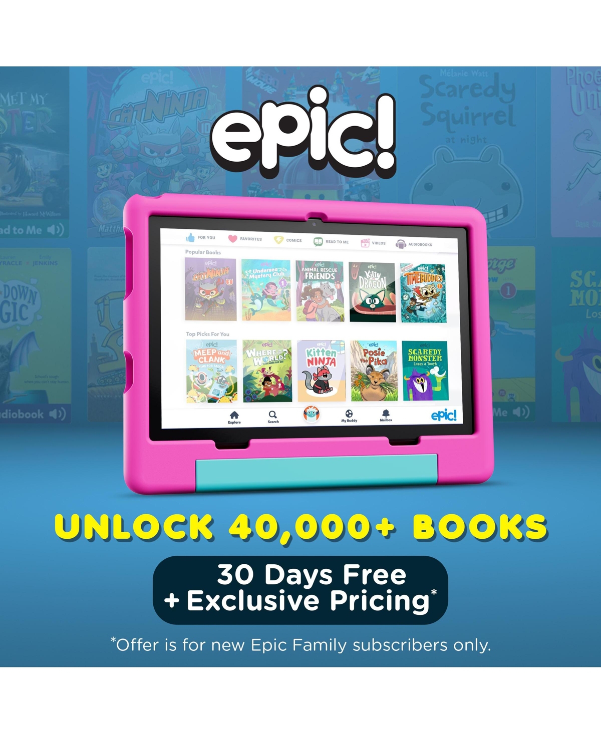 Contixo 10" A10 Educational Kids Tablet with Epic! and Lingokids 64GB with Parental Controls & Kid-Proof Case