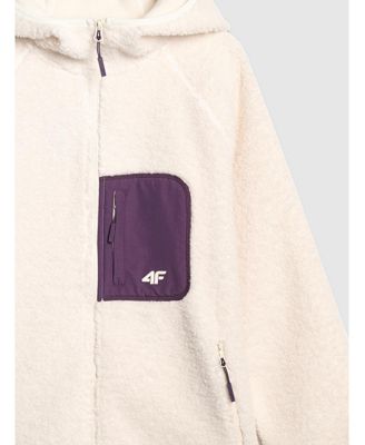 Women's regular sherpa fleece with hood - white