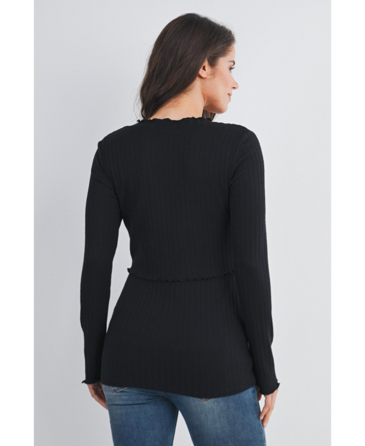 Hello Miz Maternity Long Sleeve Ribbed Double Layer Nursing Top