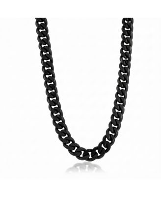 Stainless Steel, Black Plated Cuban Chain Necklace