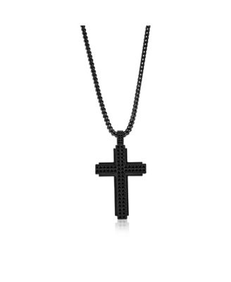 Stainless Steel, CZ Cross Necklace