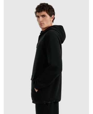 Men's regular fleece with hood - black