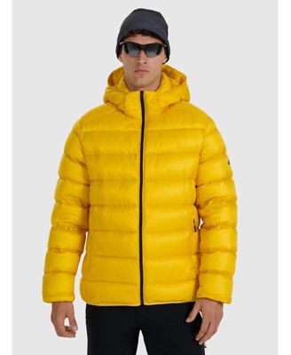 Men's trekking down jacket with natural filling - yellow