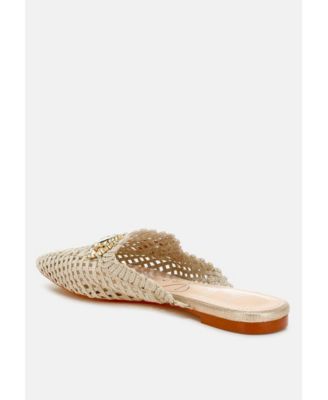 Womens Roboma Metallic Woven Diamante Mules