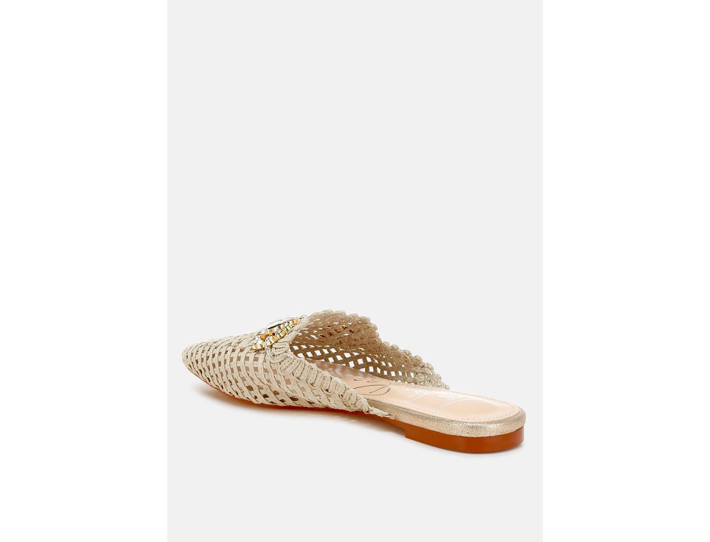 Женские сабо London Rag Roboma Metallic Woven Diamante Mules, цвет: Светлый бежевый — фото 4