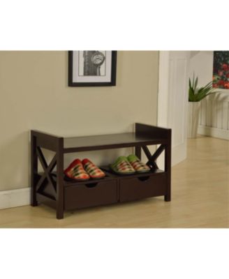 Wood Shoe Storage Bench – Entryway Organizer with Drawers & Seating
