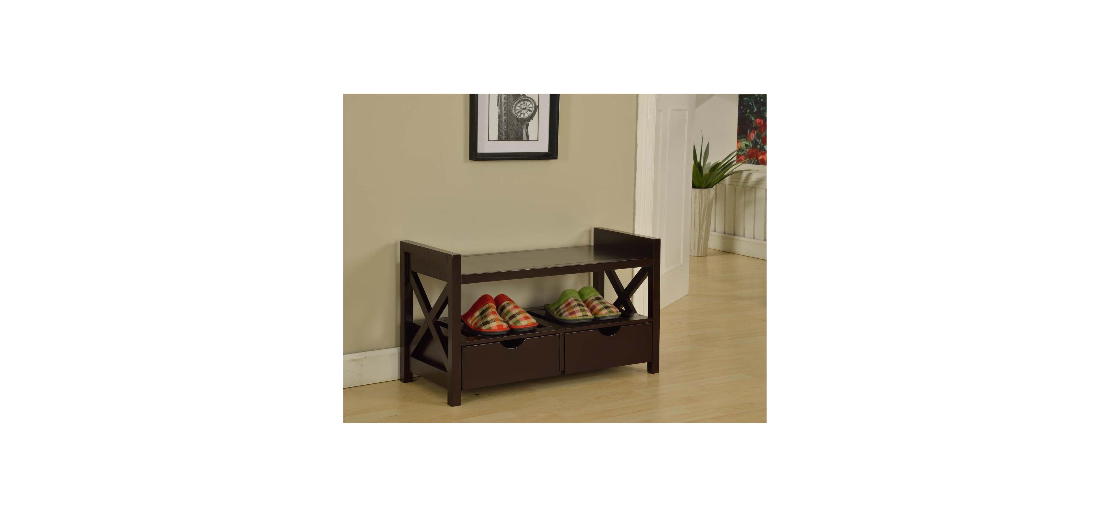 Kings Brand Furniture Wood Shoe Storage Bench – Entryway Organizer with Drawers & Seating