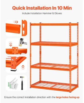 4-Tier Storage Shelves, 2400-Lb Capacity, 20"D x 40"W x 60"H, Adjustable Heavy-Duty Utility Rack