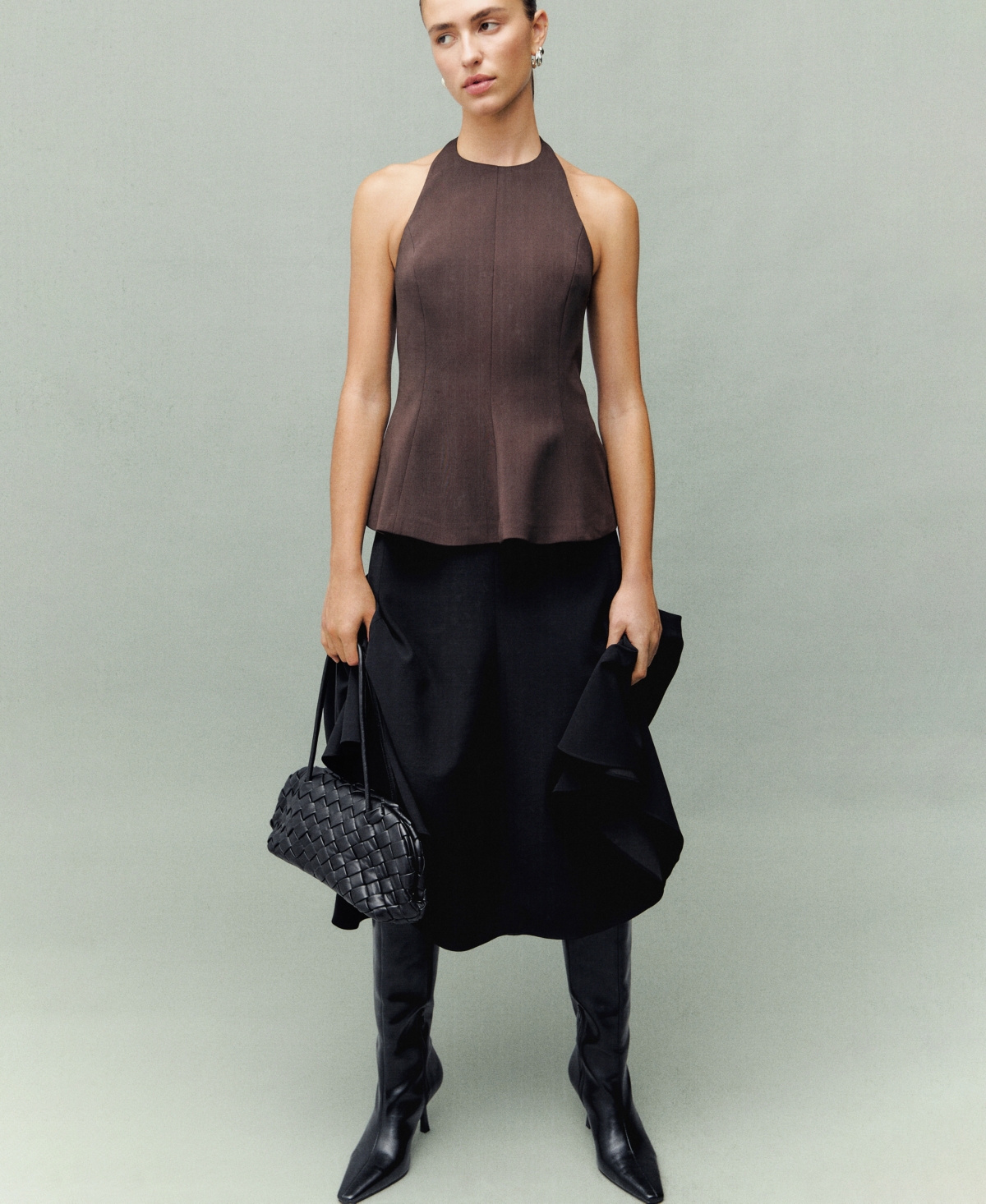 Mango Women's Halter Neck Peplum Top