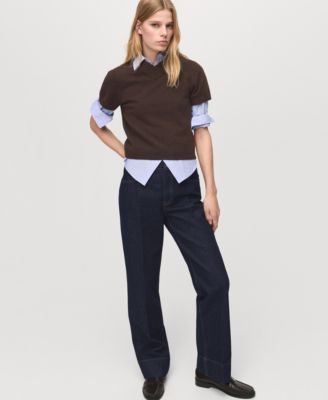 Women's Seam Detail Straight-Leg Jeans