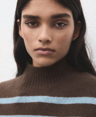 Women's Oversized Striped Turtleneck Sweater