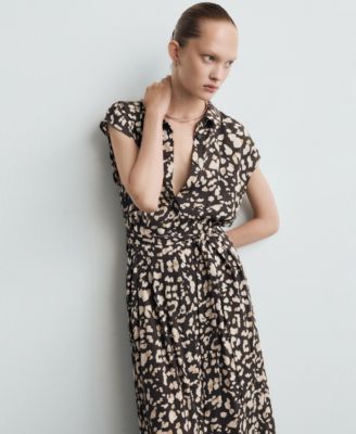 Women's Belt Printed Shirt Dress