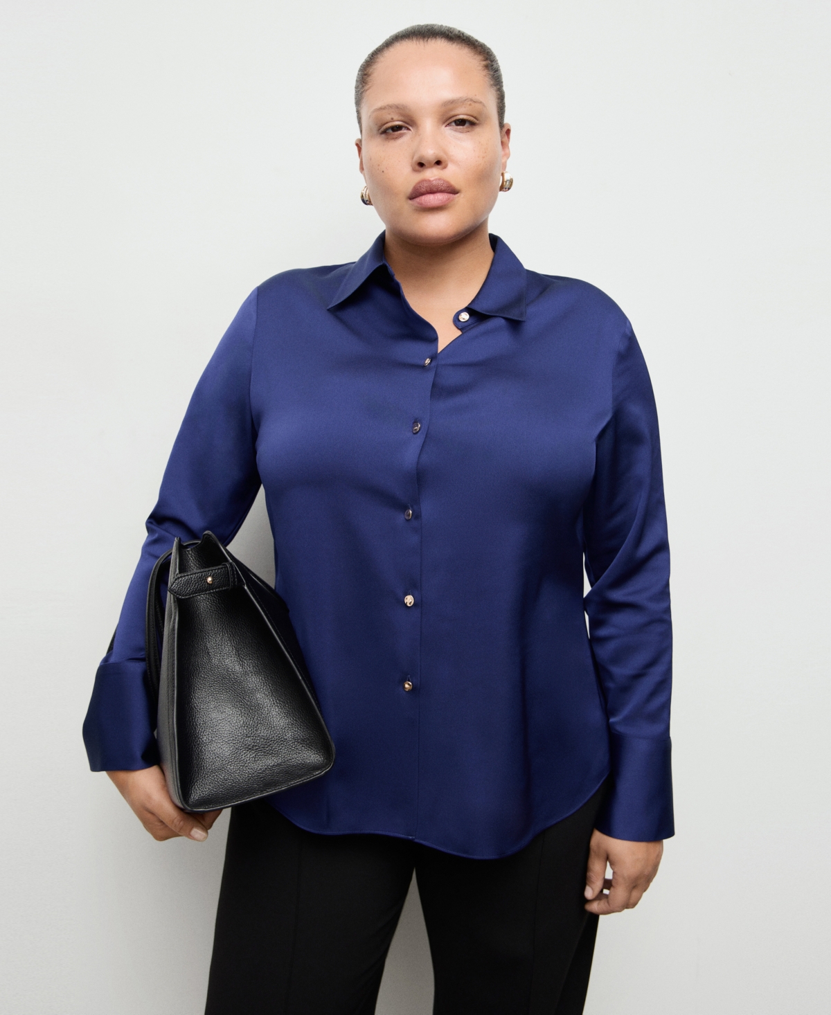 Mango Women's Satin Finish Flowy Shirt