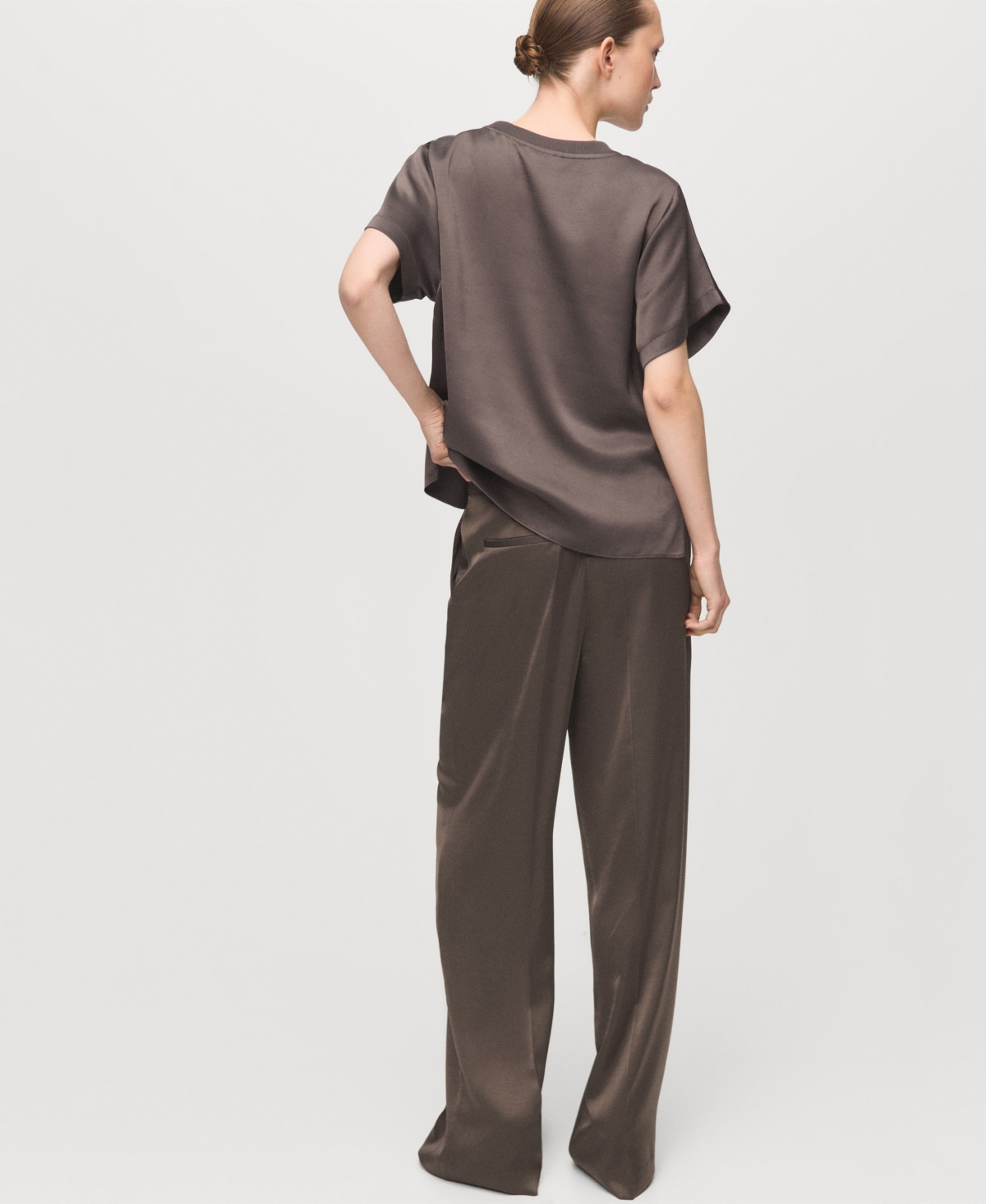 Mango Women's Satin Straight-Fit Pants